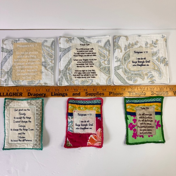 Other - 6 Handcrafted Prayer Quilts lot unique